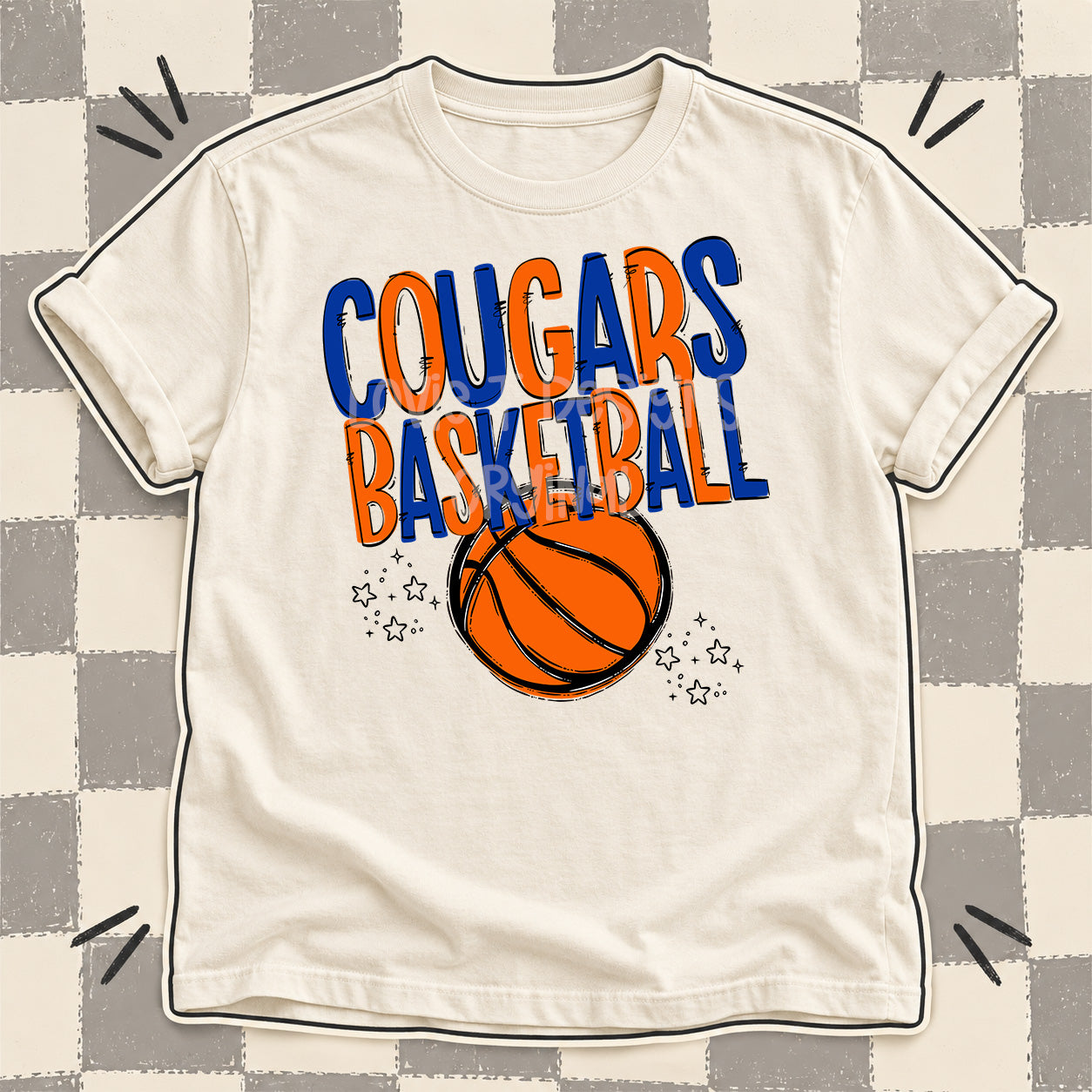 Team Go Basketball Mascots Cougars Royal Blue Orange design