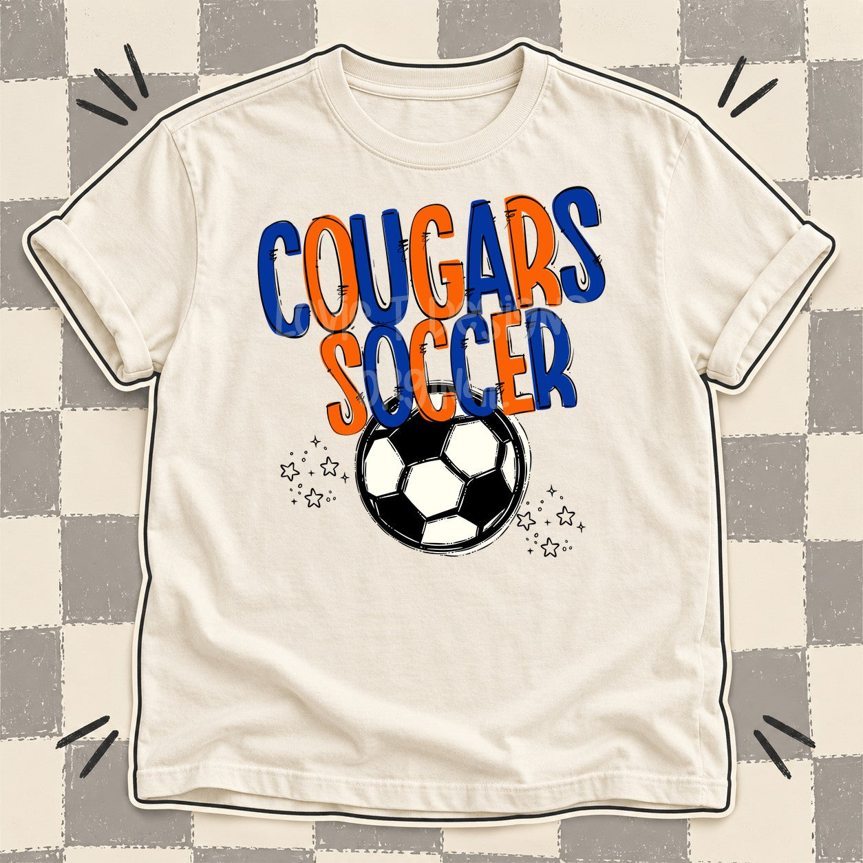 Team Go Soccer Mascots Cougars Royal Blue Orange design