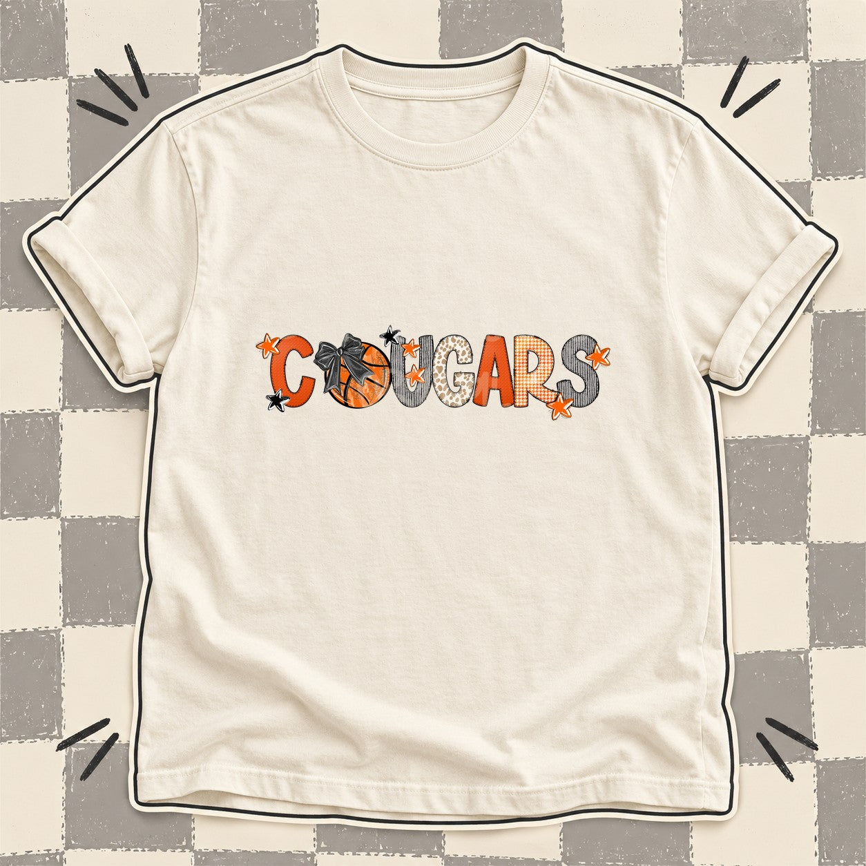 Mixed Doodle Basketball Mascots – Hoops Houndstooth Cougars design