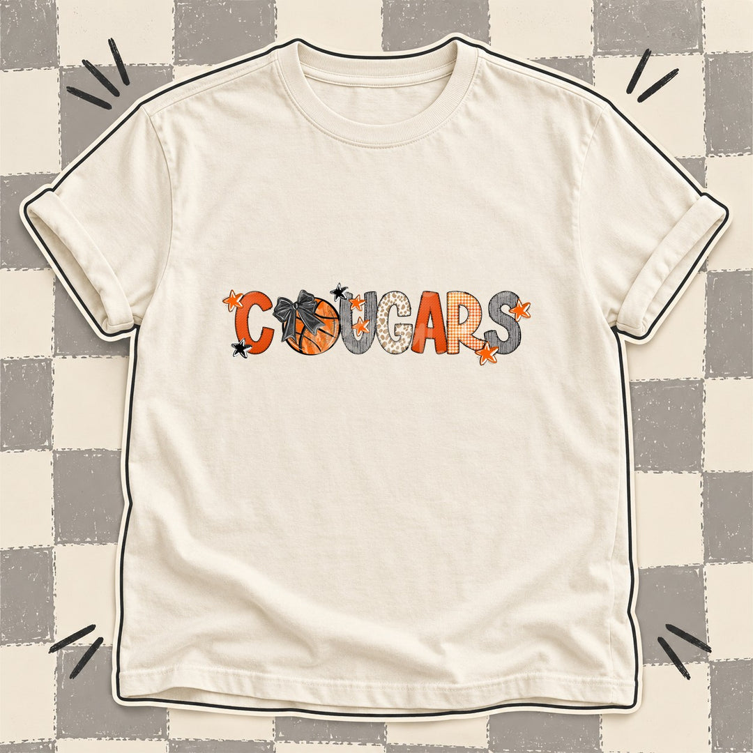 Cougars Mixed Doodle Basketball Mascots – Hoops Houndstooth DTF transfer mockup