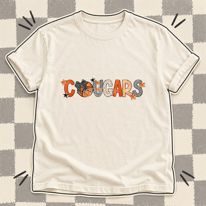Cougars Mixed Doodle Basketball Mascots – Hoops Houndstooth DTF transfer mockup