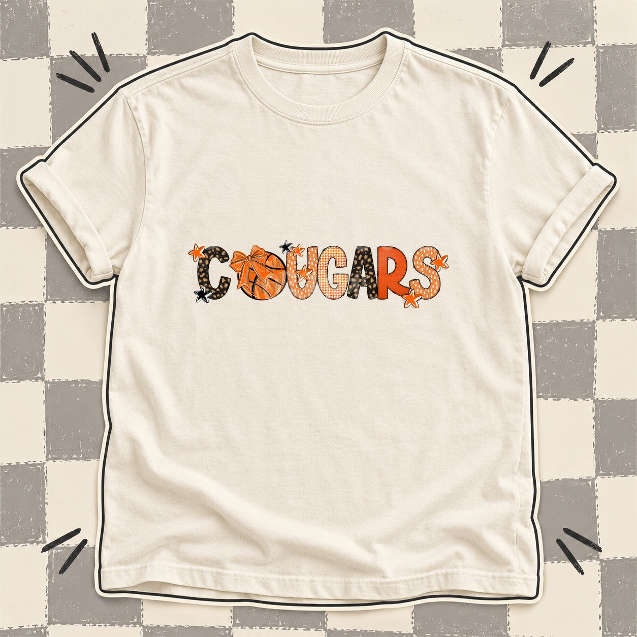 Mixed Doodle Basketball Mascots – Leopard Court Cougars design