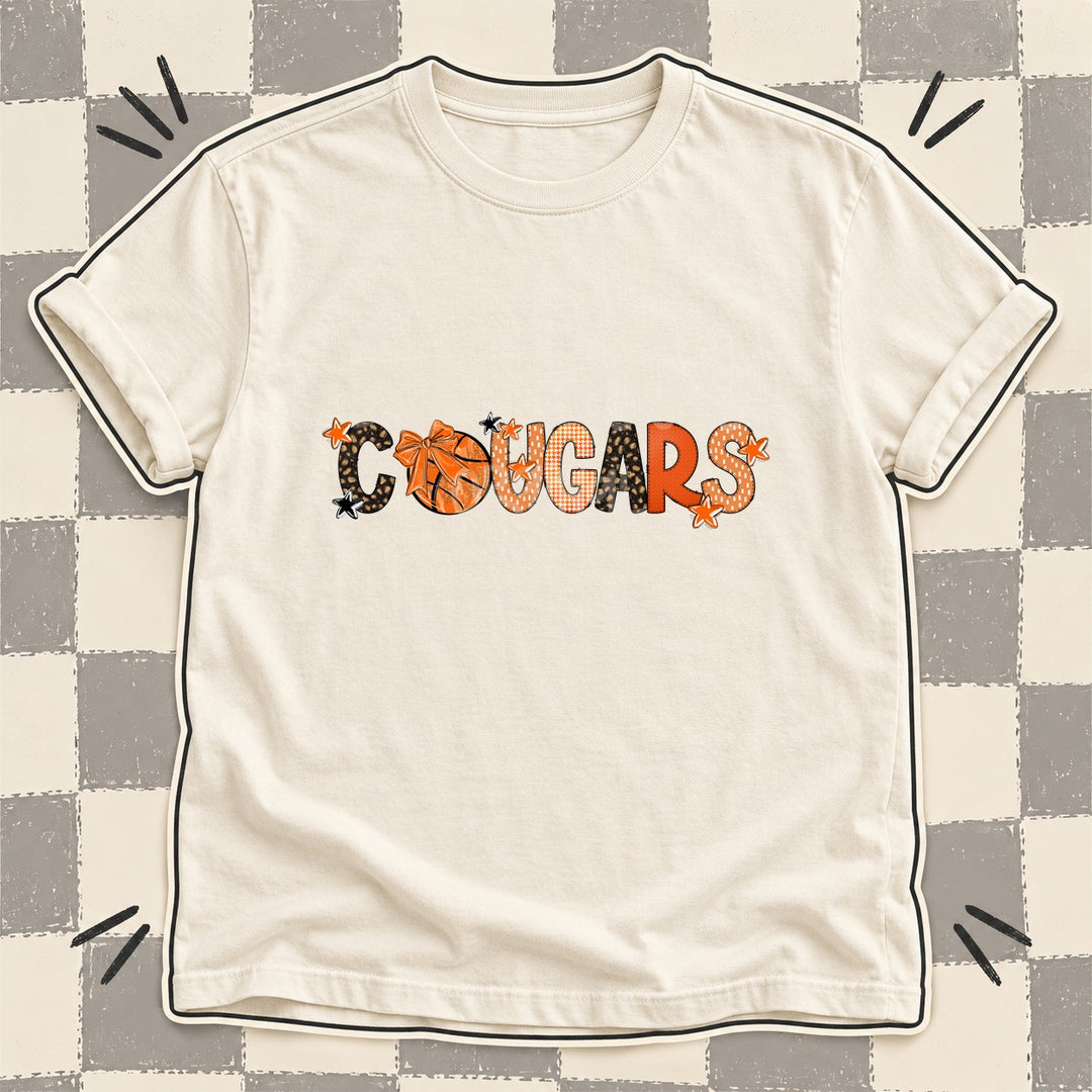 Cougars Mixed Doodle Basketball Mascots – Leopard Court DTF transfer mockup