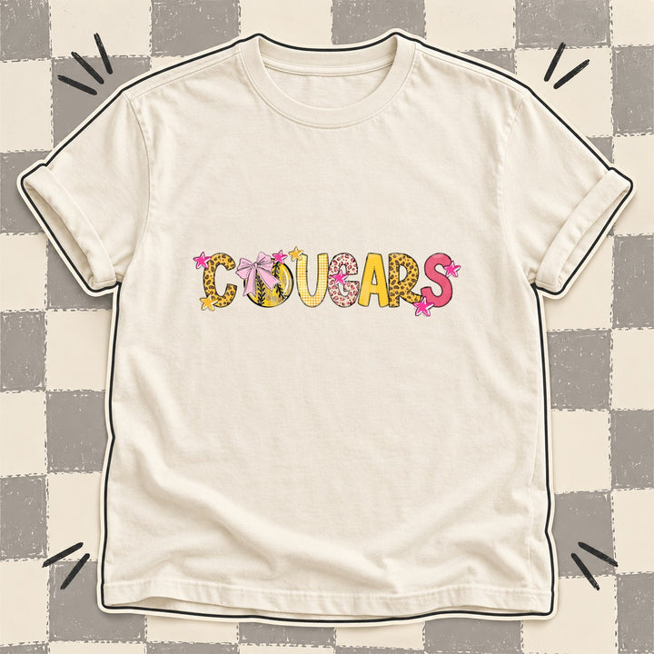 Cougars Mixed Doodle Softball Mascots – Sunshine Leopard DTF transfer mockup