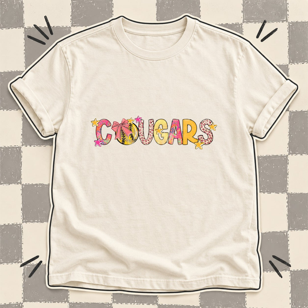 Cougars Mixed Doodle Softball Mascots – Softball Brights DTF transfer mockup