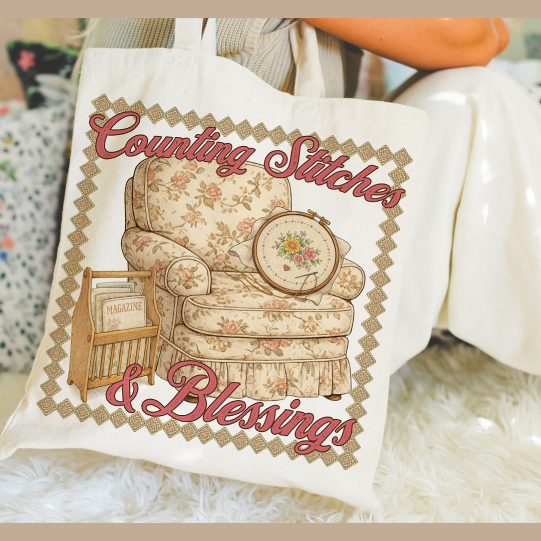 Counting Stitches and Blessings – DTF Transfer – product image