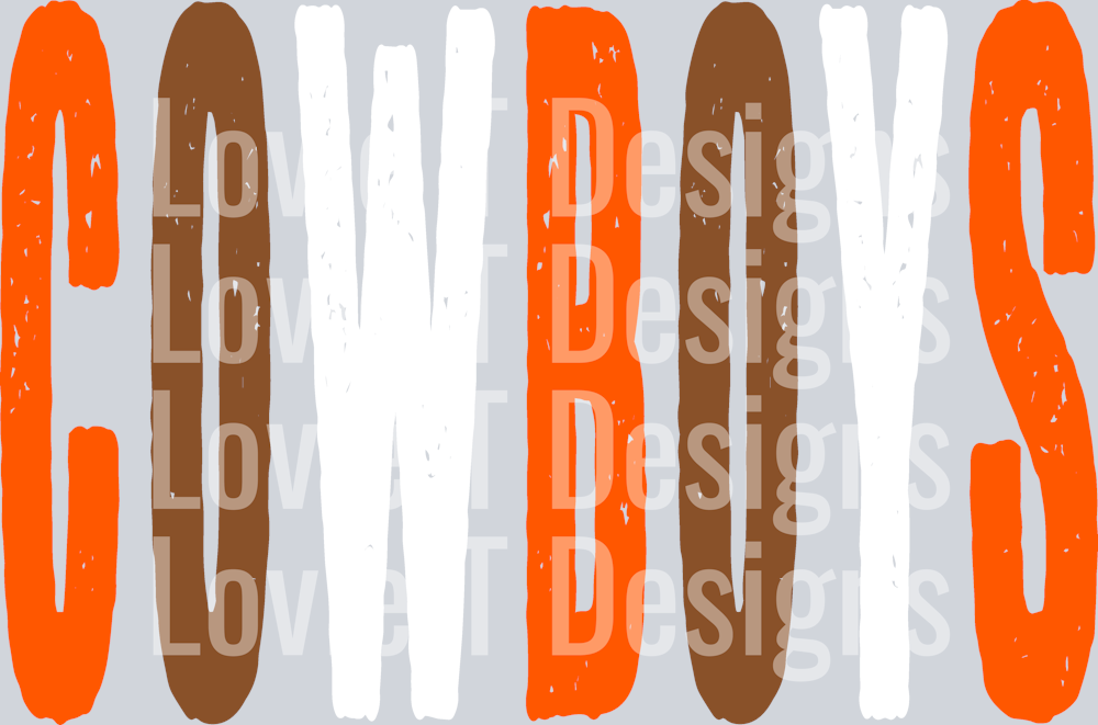 COWBOYS BROWN ORANGE AND WHITE OVERISIZED GRUNGE MASCOT