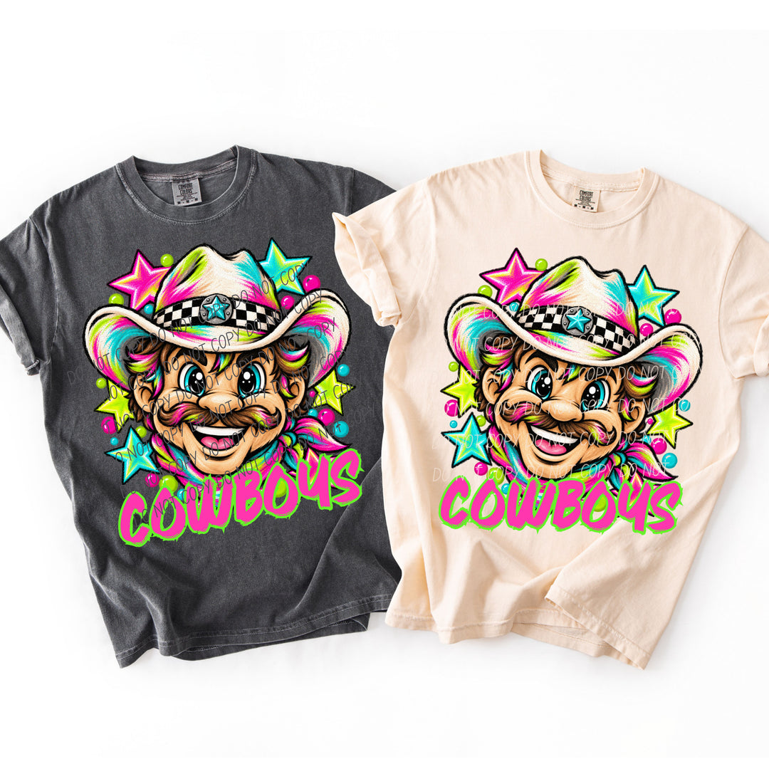 Cowboys Neon Starstruck mascot DTF transfer