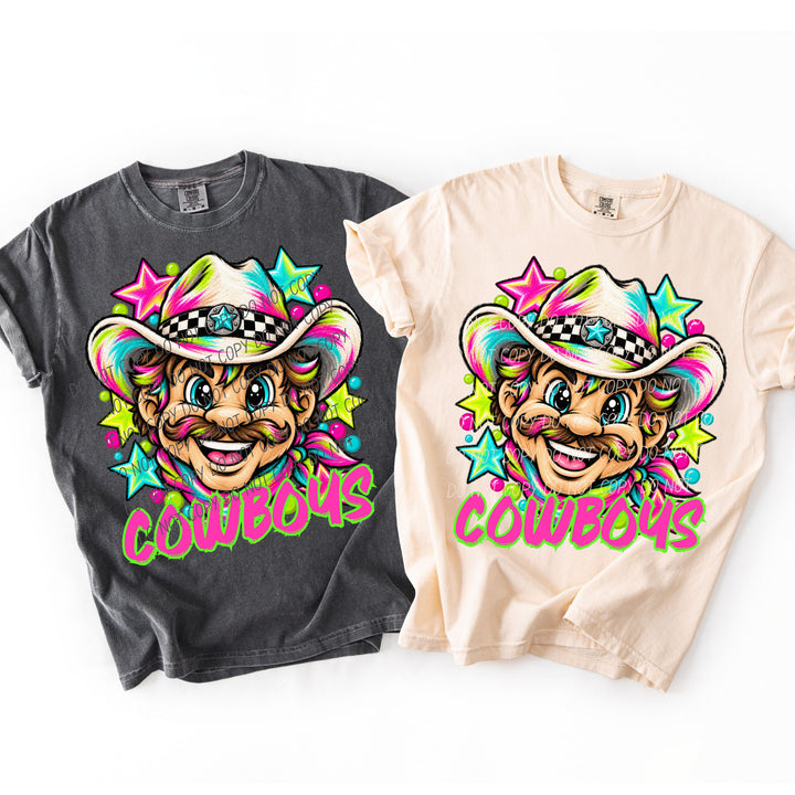 Cowboys Neon Starstruck mascot DTF transfer