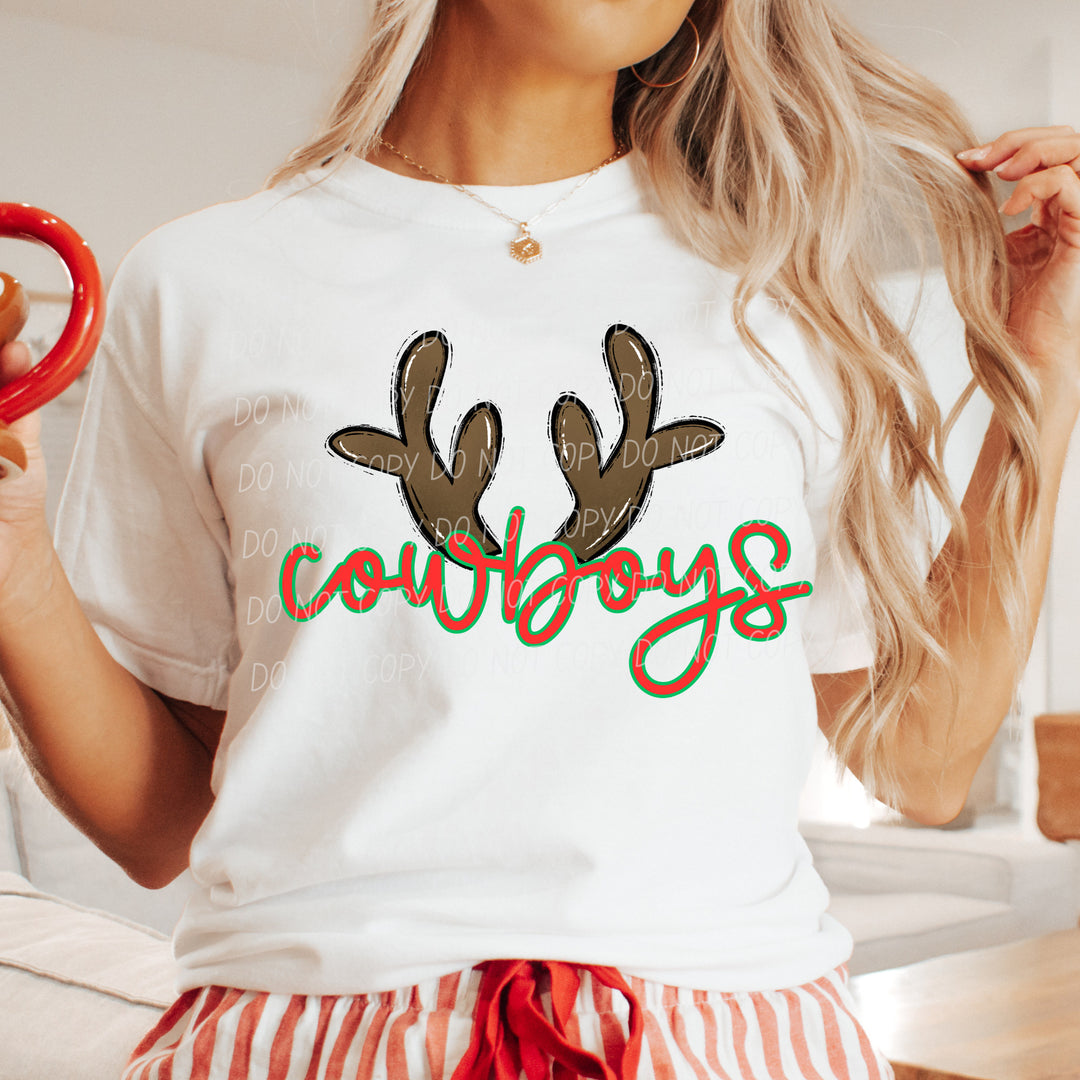 Cowboys Reindeer mascot DTF transfer