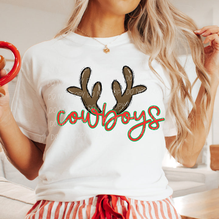Cowboys Reindeer mascot DTF transfer
