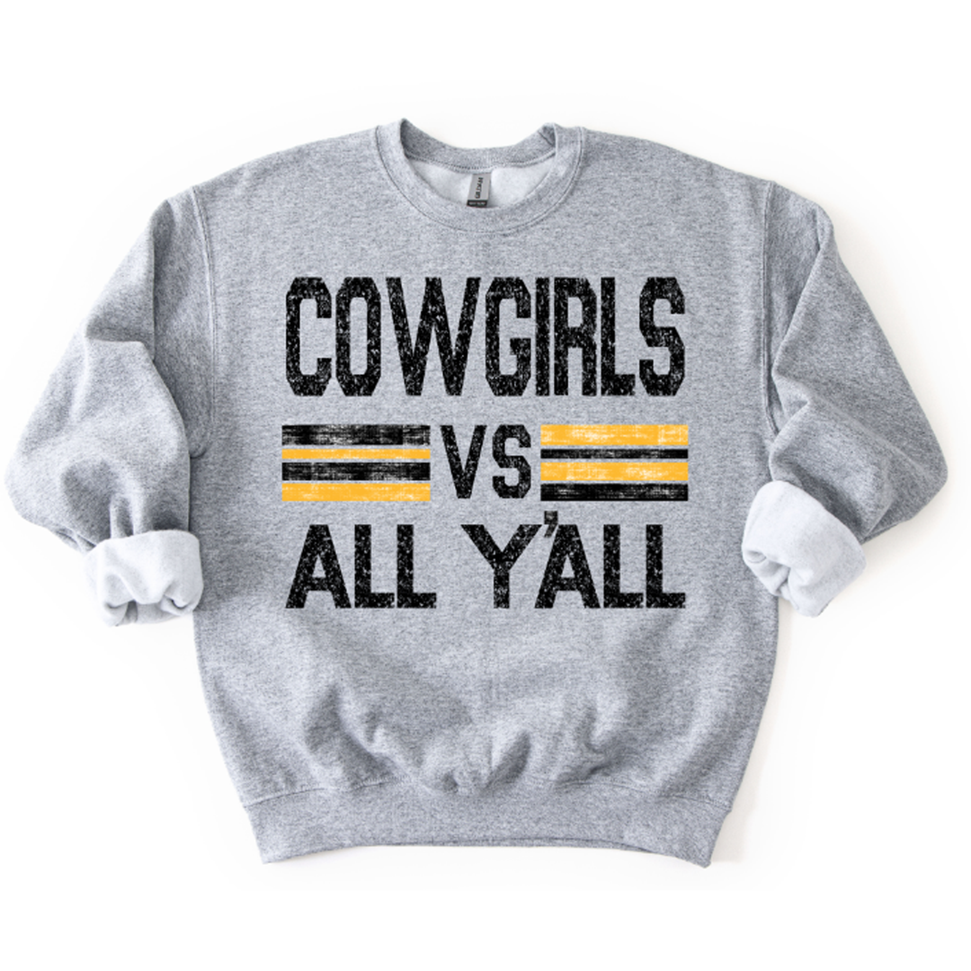 Cowgirls Vs All Y'all Black and Yellow Gold – DTF Transfer – product image