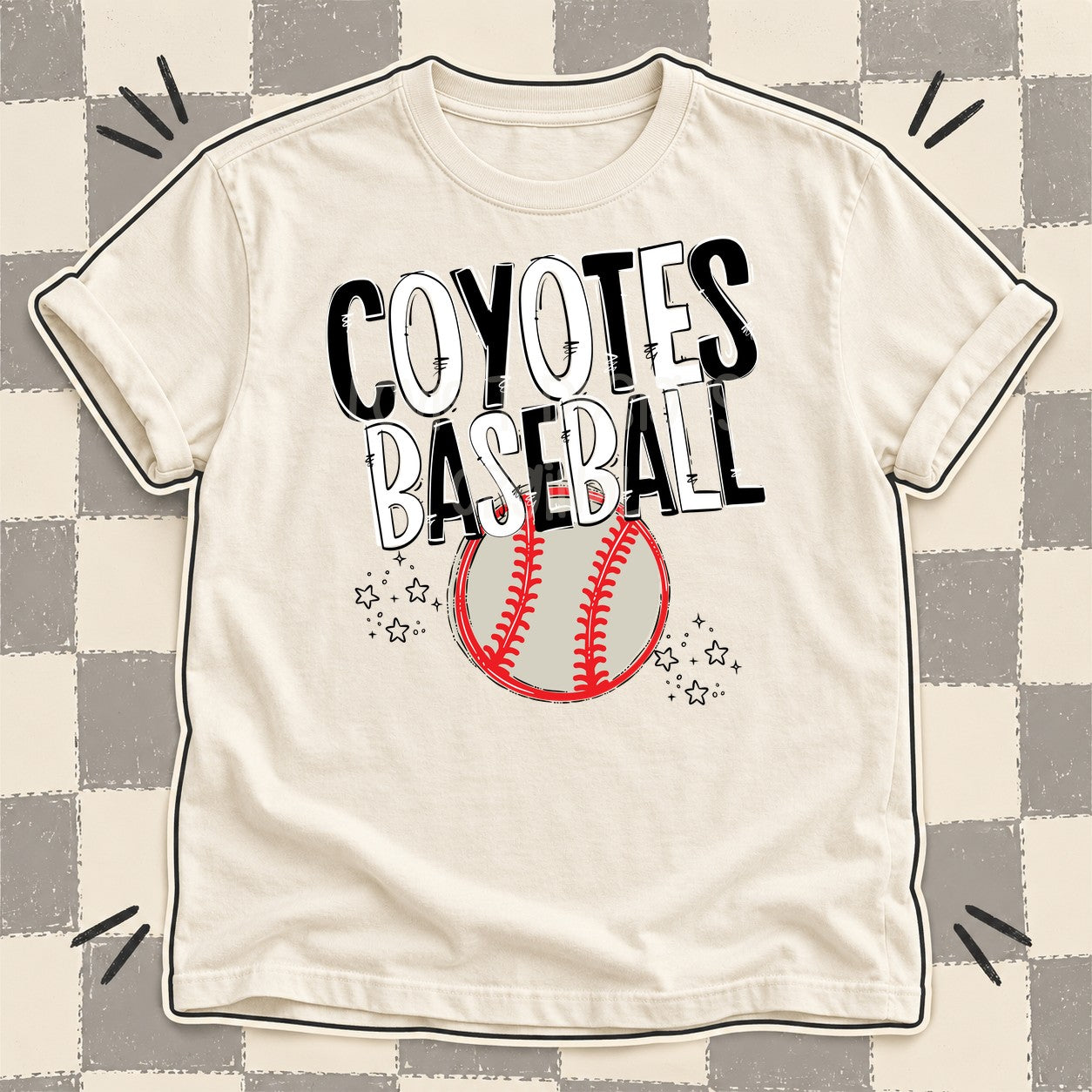 Team Go Baseball Mascots Coyotes Black White design