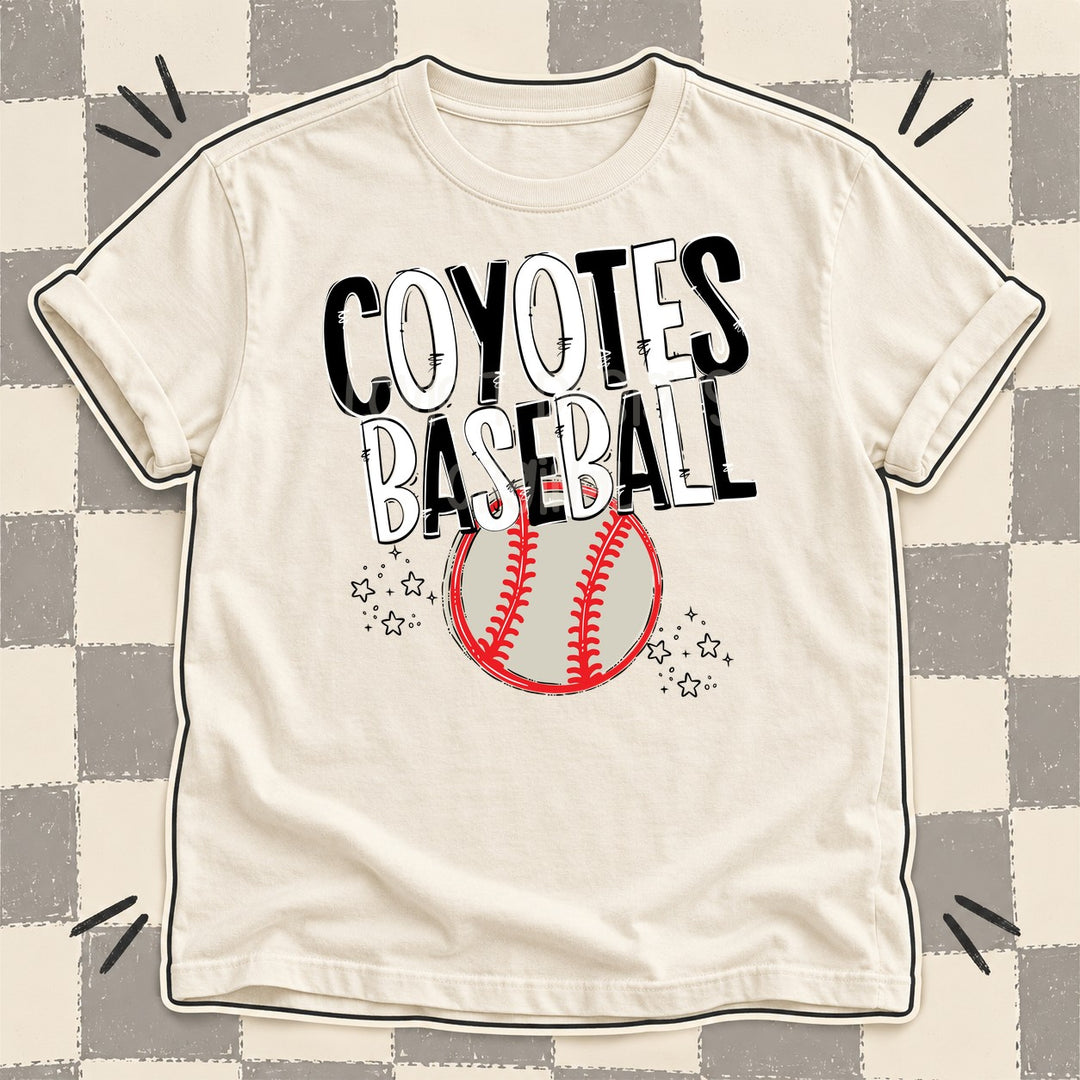 Coyotes Black White Team Go Baseball Mascots DTF transfer mockup