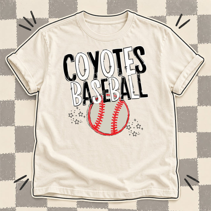 Coyotes Black White Team Go Baseball Mascots DTF transfer mockup