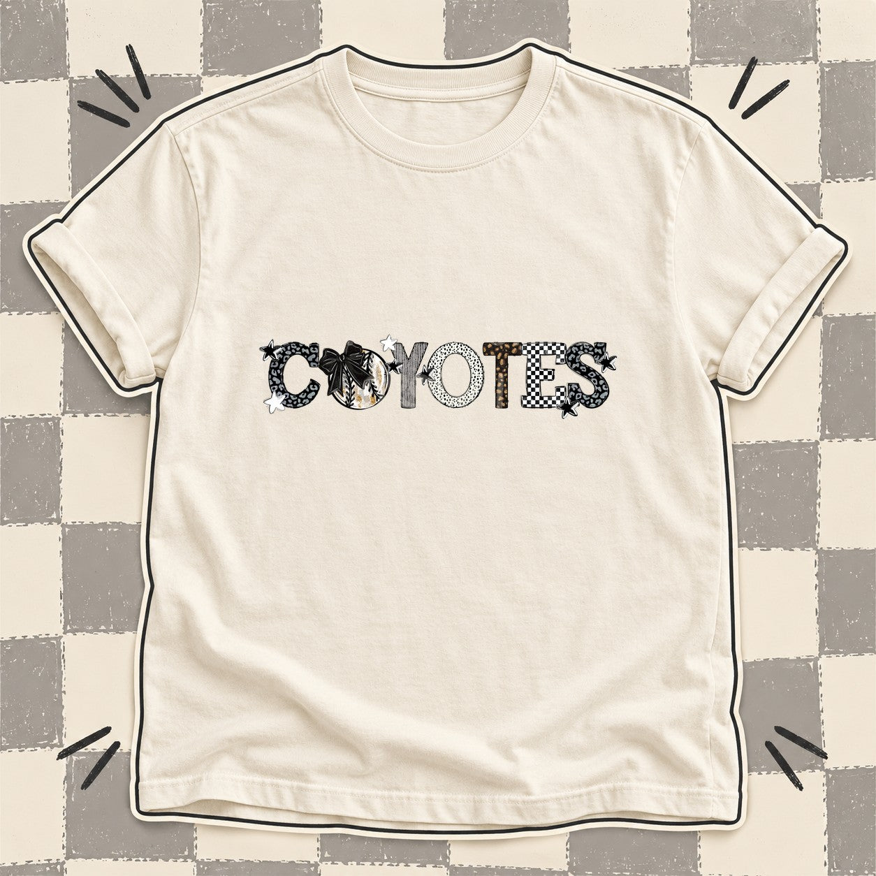 Mixed Doodle Baseball Mascots – Mascot Colors Coyotes Black White design