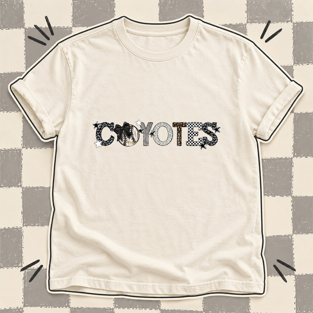 Coyotes Black White Mixed Doodle Baseball Mascots – Mascot Colors DTF transfer mockup