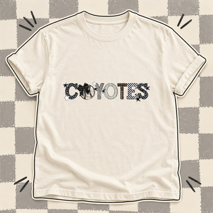 Coyotes Black White Mixed Doodle Baseball Mascots – Mascot Colors DTF transfer mockup