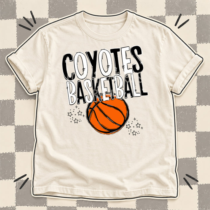 Coyotes Black White Team Go Basketball Mascots DTF transfer