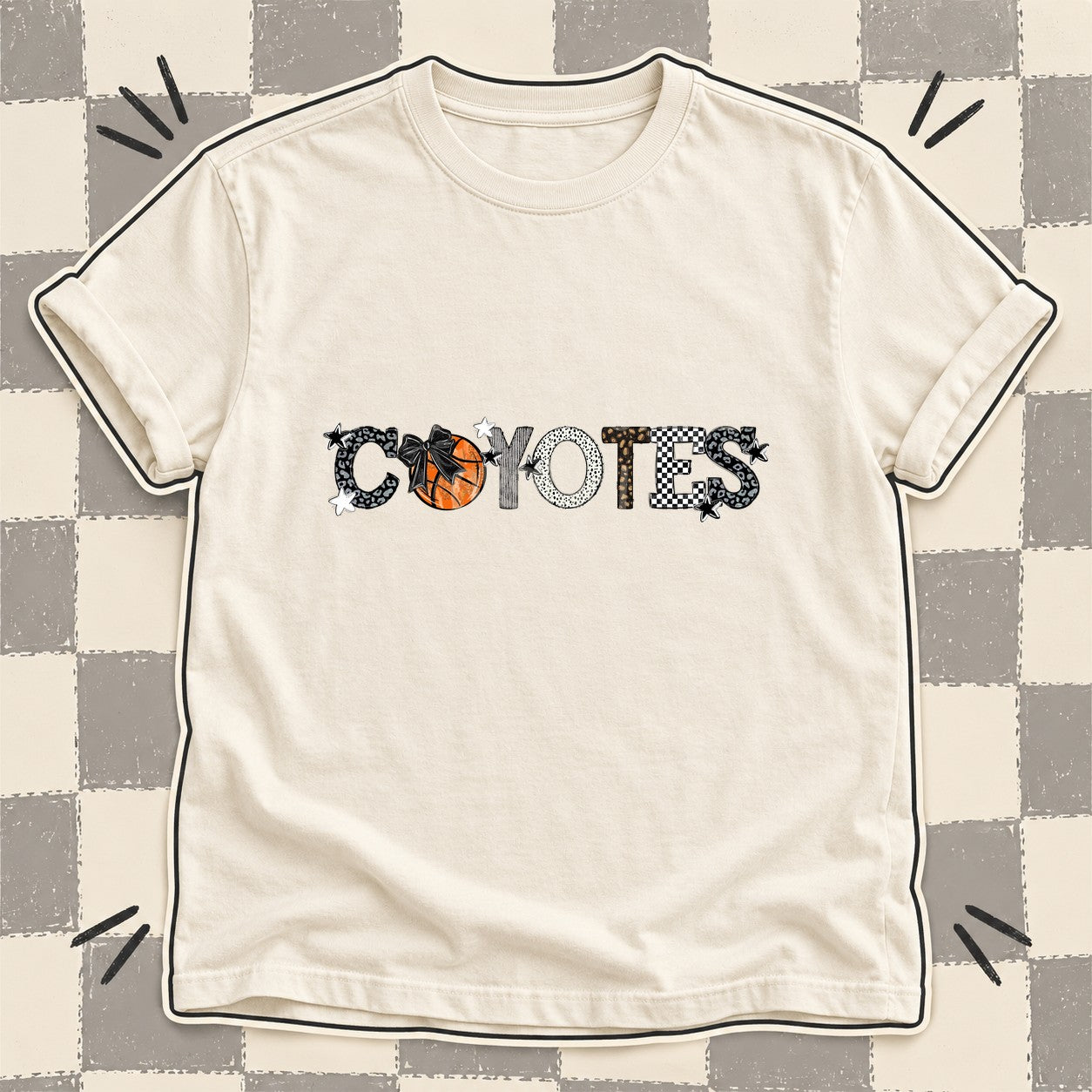 Mixed Doodle Basketball Mascots – Mascot Colors Coyotes Black White design