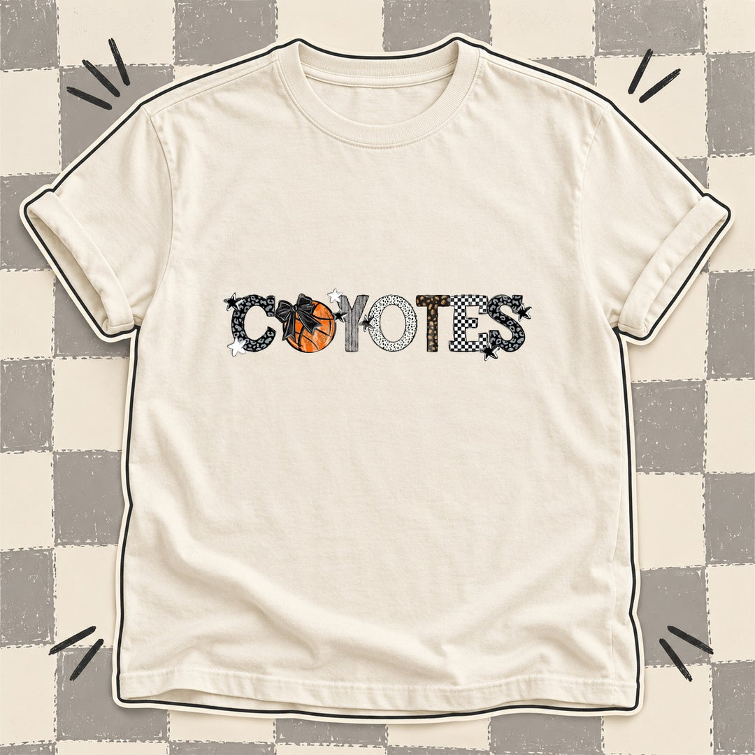 Coyotes Black White Mixed Doodle Basketball Mascots – Mascot Colors DTF transfer mockup