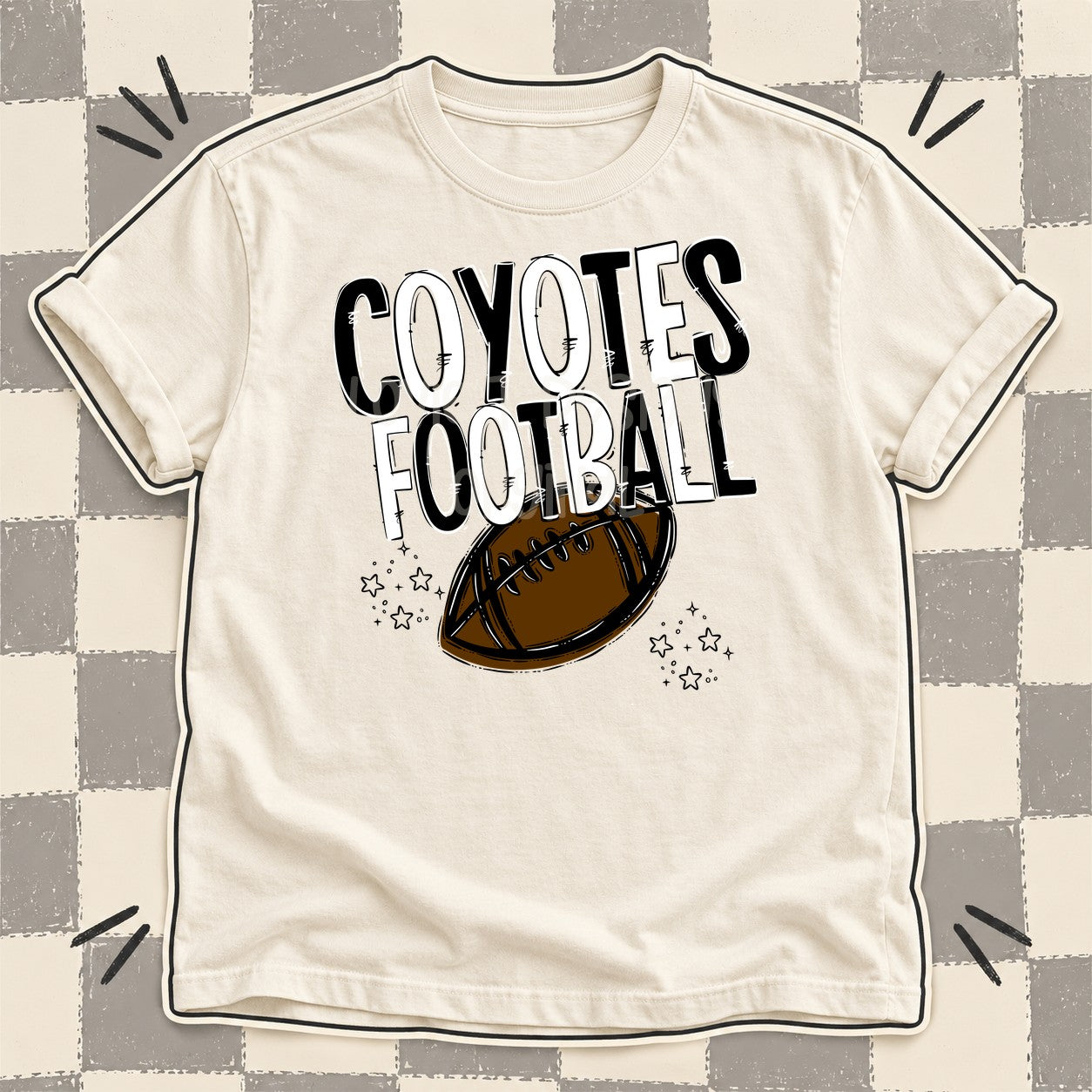 Team Go Football Mascots Coyotes Black White design