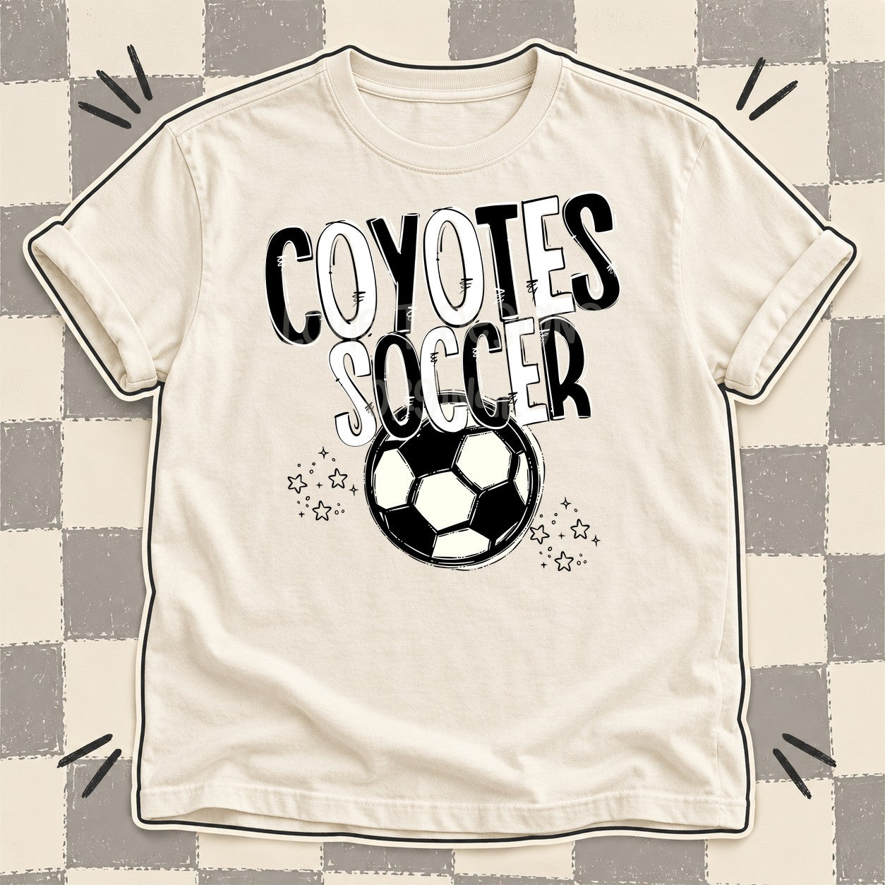 Team Go Soccer Mascots Coyotes Black White design