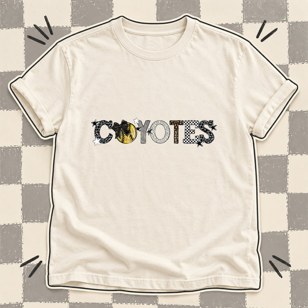 Coyotes Black White Mixed Doodle Softball Mascots – Mascot Colors DTF transfer mockup