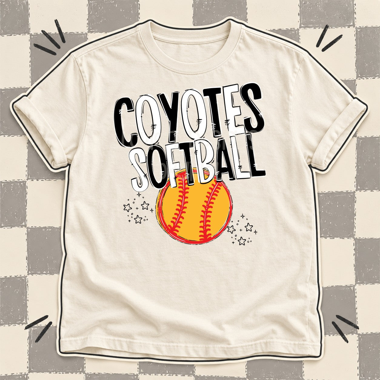 Team Go Softball Mascots Coyotes Black White design