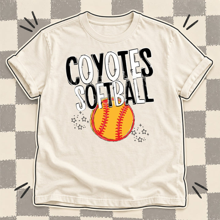 Coyotes Black White Team Go Softball Mascots DTF transfer mockup