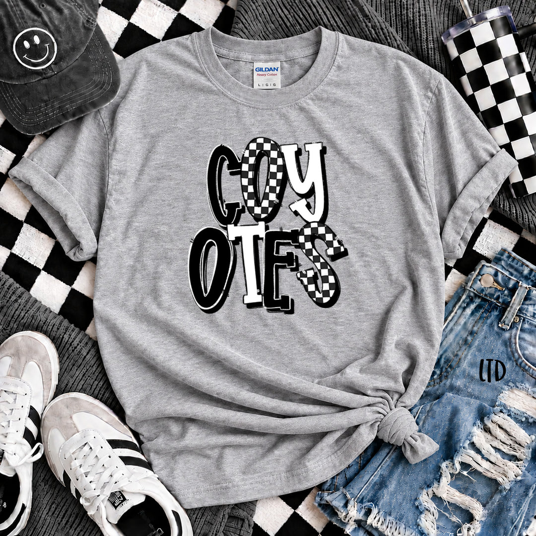 Coyotes Black White Dot Dot Check Mix Mascots DTF transfer mockup