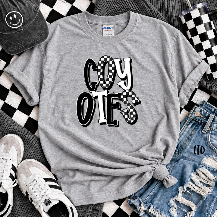 Coyotes Black White Dot Dot Check Mix Mascots DTF transfer mockup