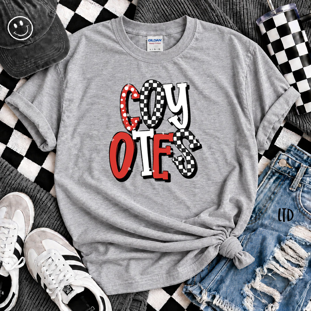 Coyotes Red White Dot Dot Check Mix Mascots DTF transfer mockup