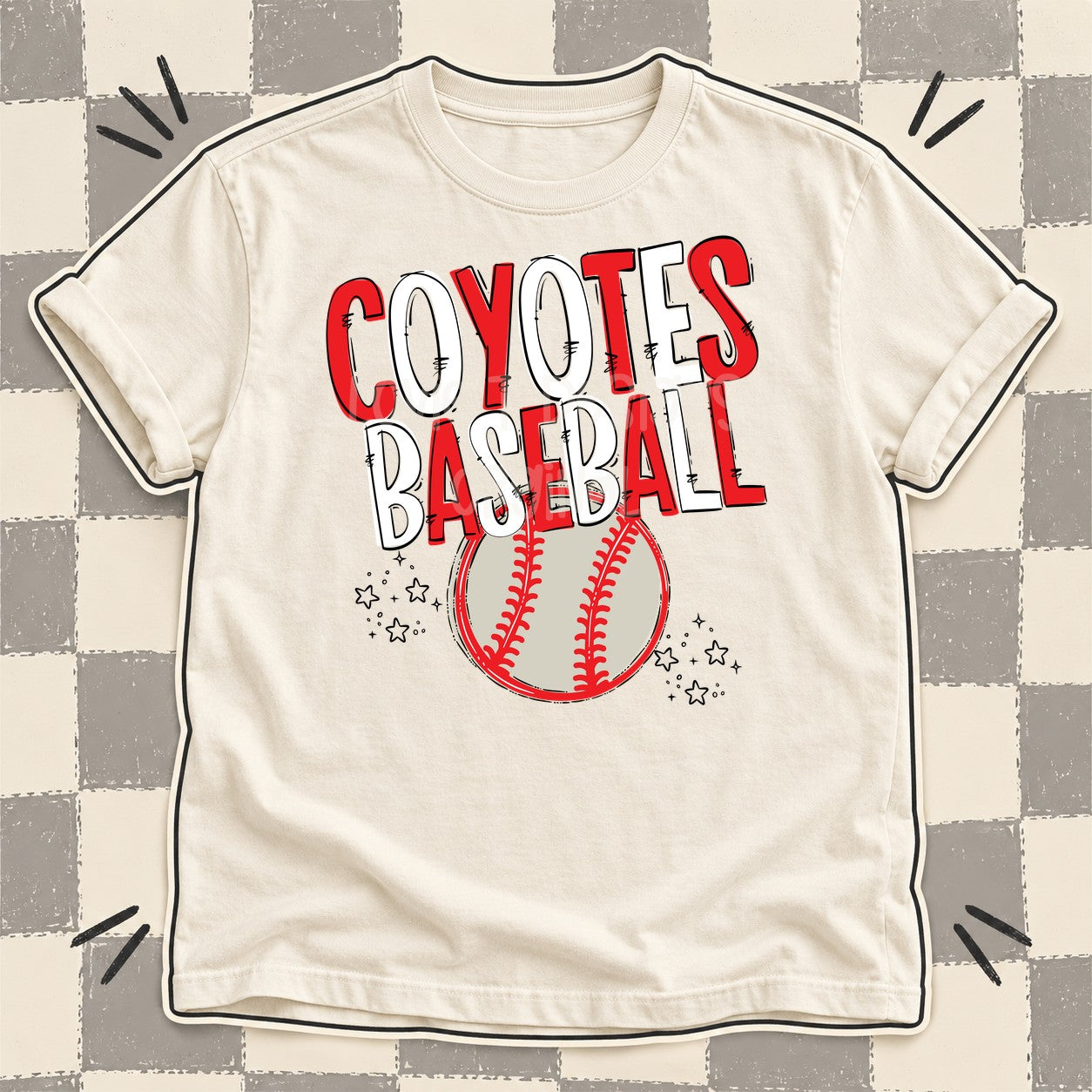Team Go Baseball Mascots Coyotes Red White design