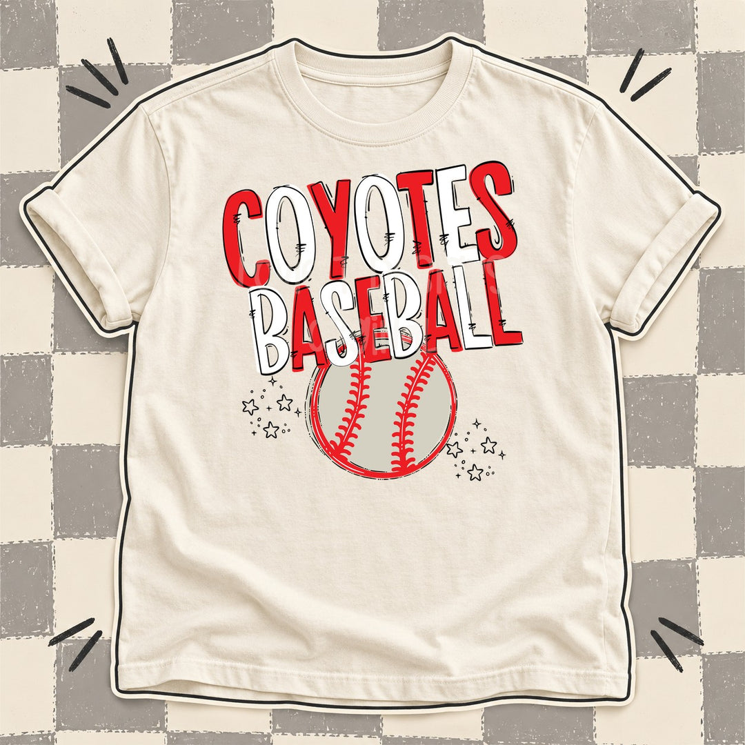 Coyotes Red White Team Go Baseball Mascots DTF transfer mockup