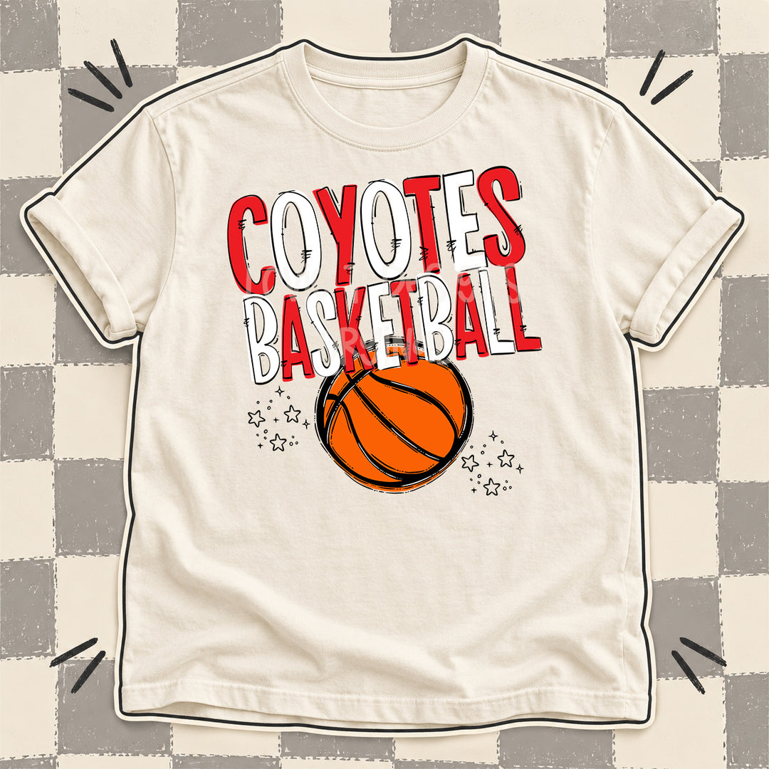 Coyotes Red White Team Go Basketball Mascots DTF transfer