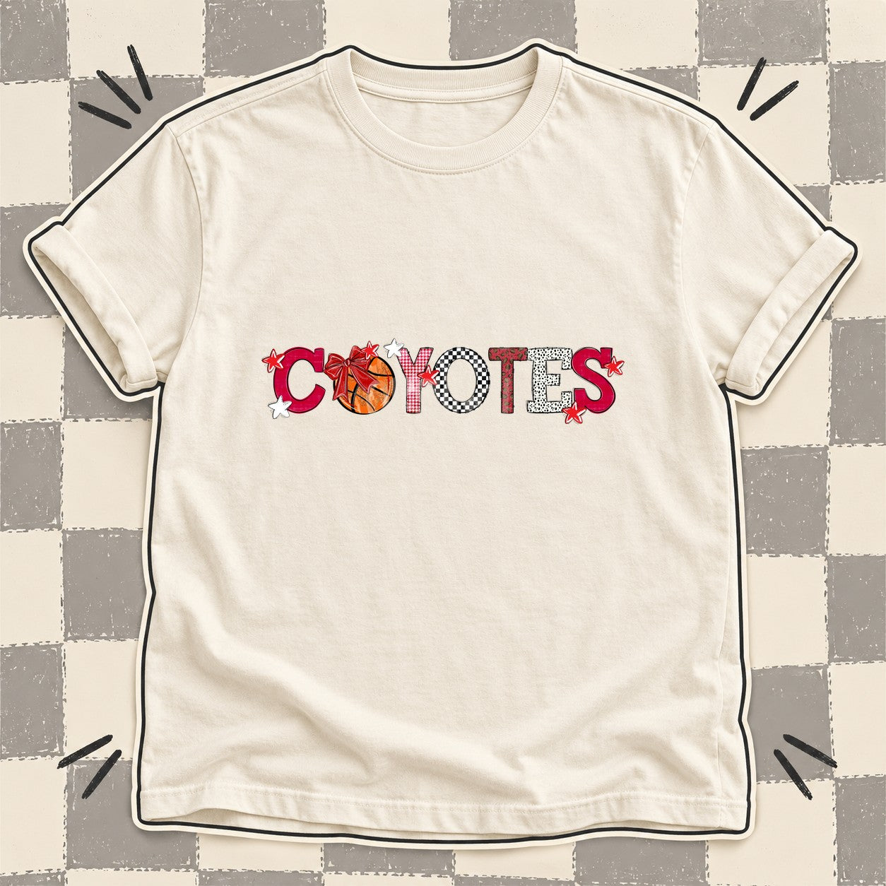 Mixed Doodle Basketball Mascots – Mascot Colors Coyotes Red White design