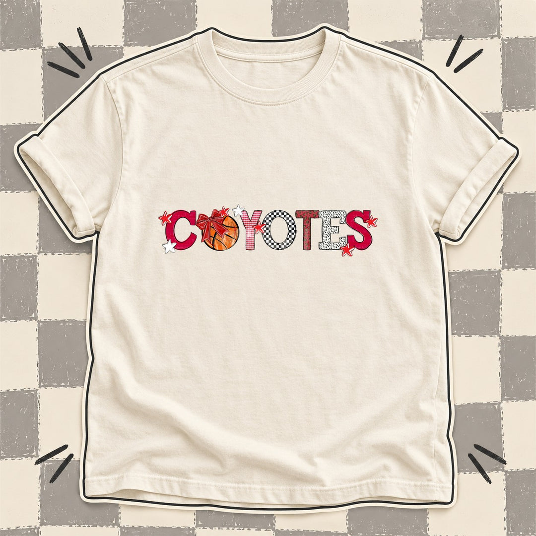 Coyotes Red White Mixed Doodle Basketball Mascots – Mascot Colors DTF transfer mockup