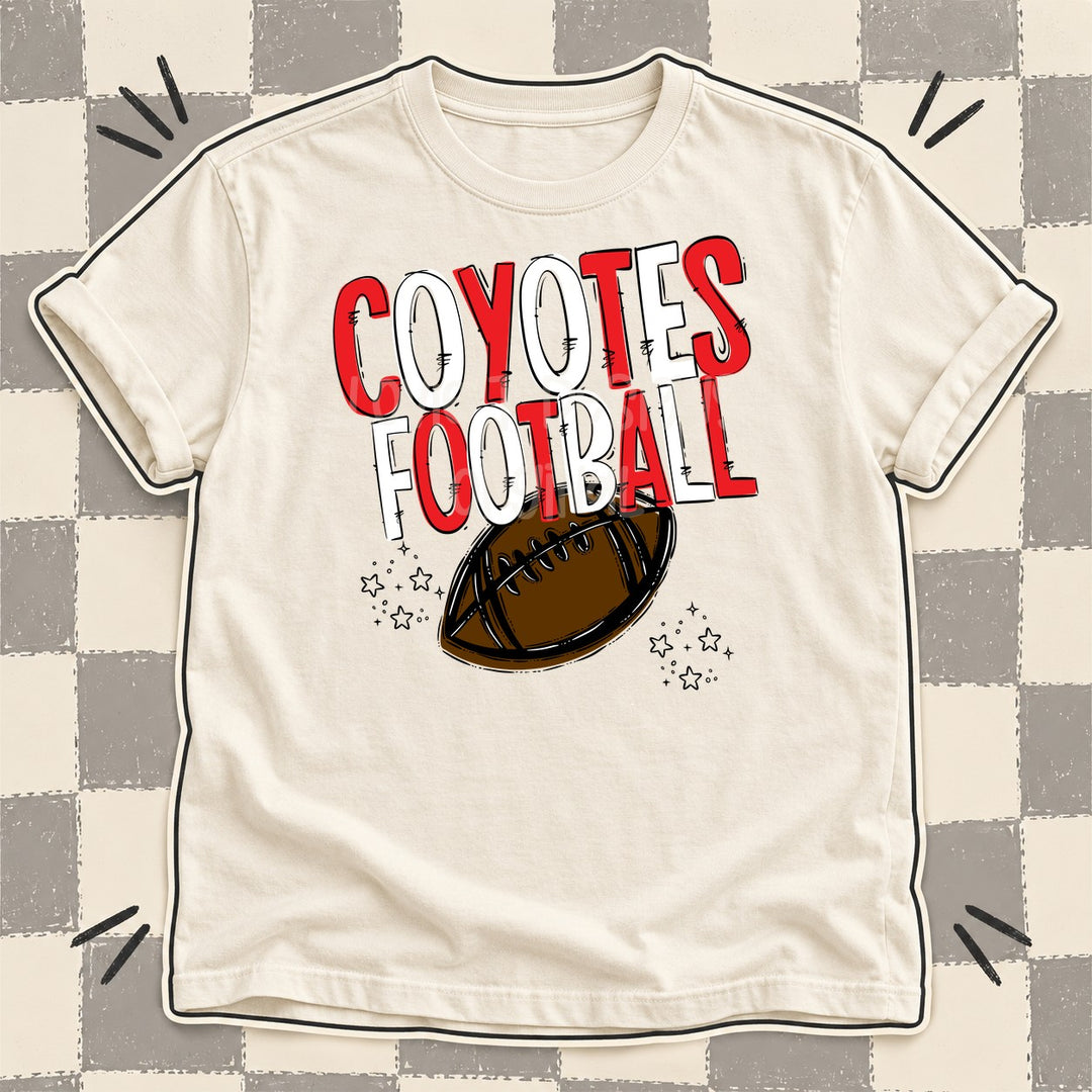 Coyotes Red White Team Go Football Mascots DTF transfer mockup
