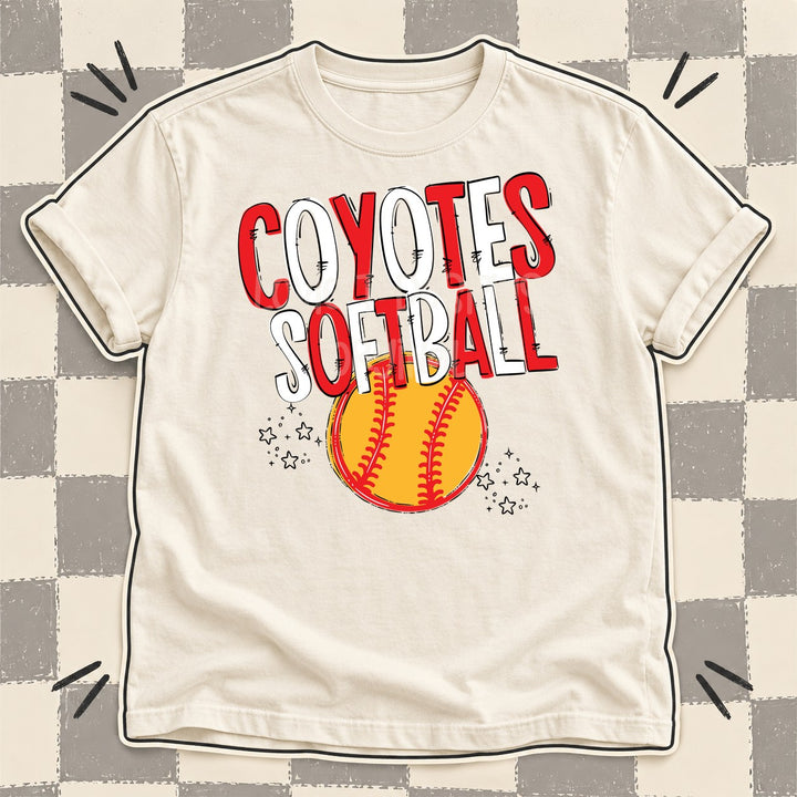Coyotes Red White Team Go Softball Mascots DTF transfer mockup