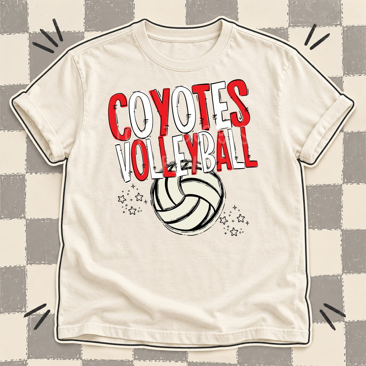 Team Go Volleyball Mascots Coyotes Red White design