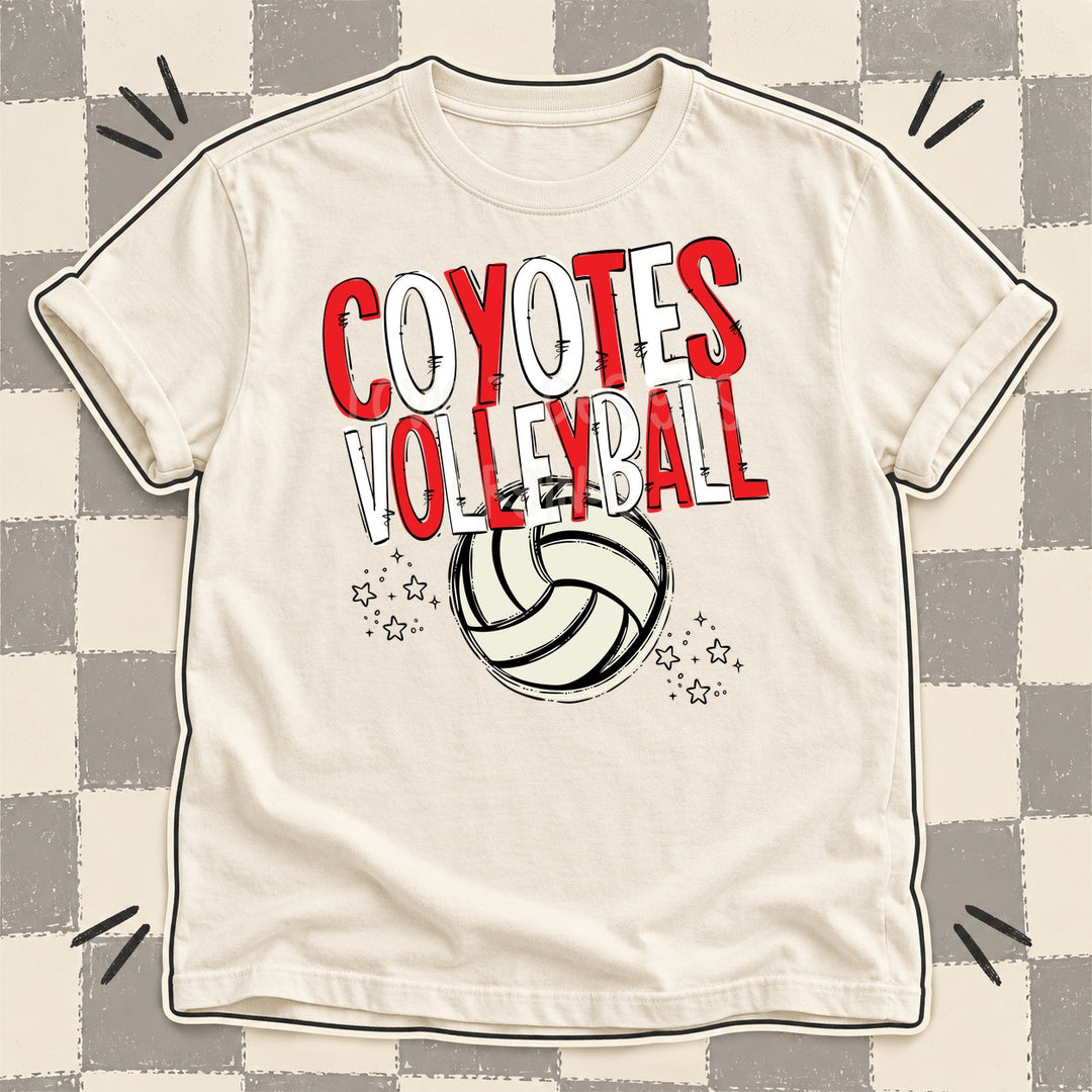 Coyotes Red White Team Go Volleyball Mascots DTF transfer mockup