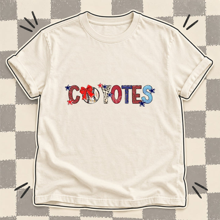 Coyotes Mixed Doodle Baseball Mascots – Leopard Red Navy DTF transfer mockup