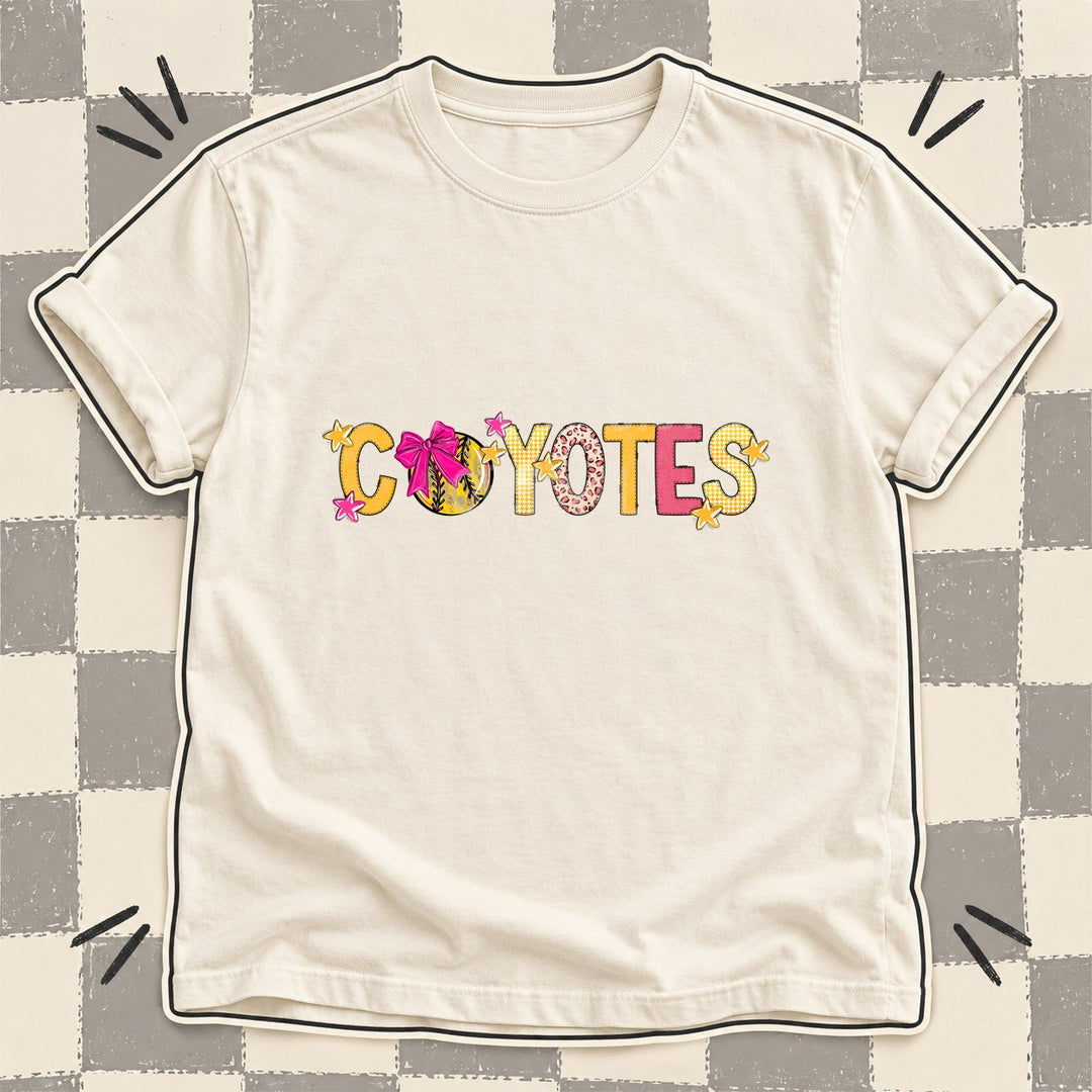 Coyotes Mixed Doodle Softball Mascots – Stitched Softball DTF transfer mockup