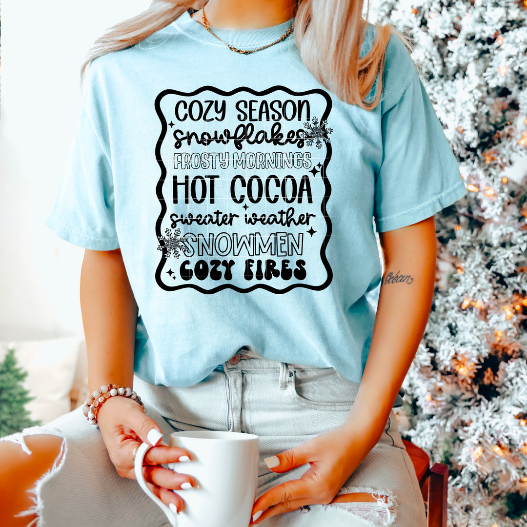 Cozy Season List Single Color Black DTF transfer design – image 1
