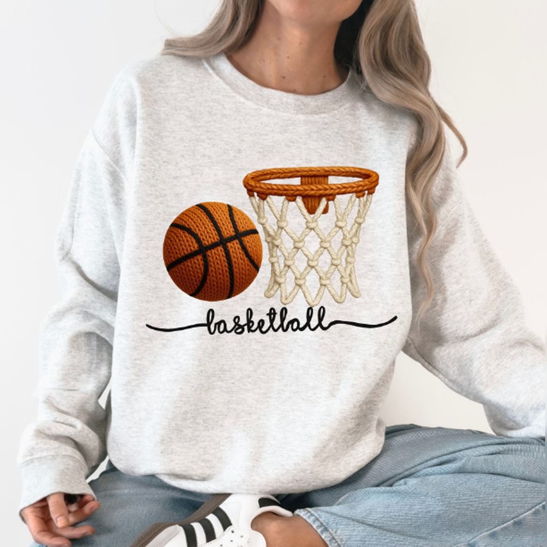 Crochet Basketball with Hoop – DTF Transfer – product image