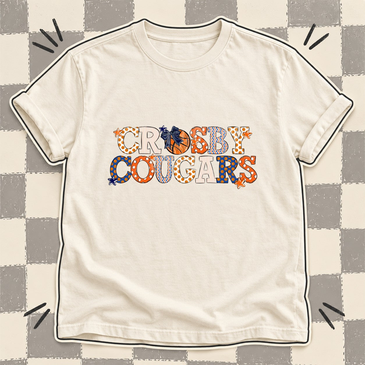 Mixed Doodle Basketball Mascots – Court Classic Crosby Cougars design