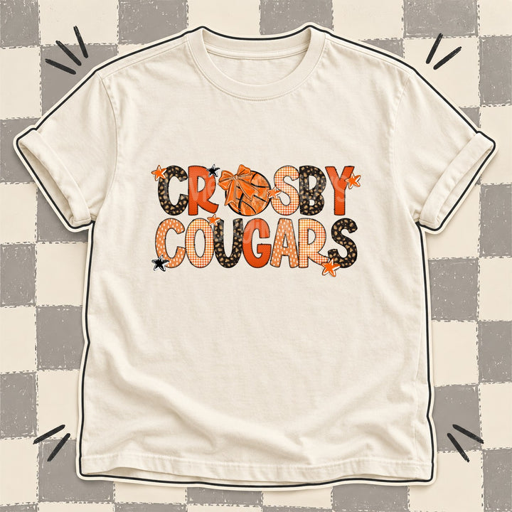 Crosby Cougars Mixed Doodle Basketball Mascots – Leopard Court DTF transfer mockup