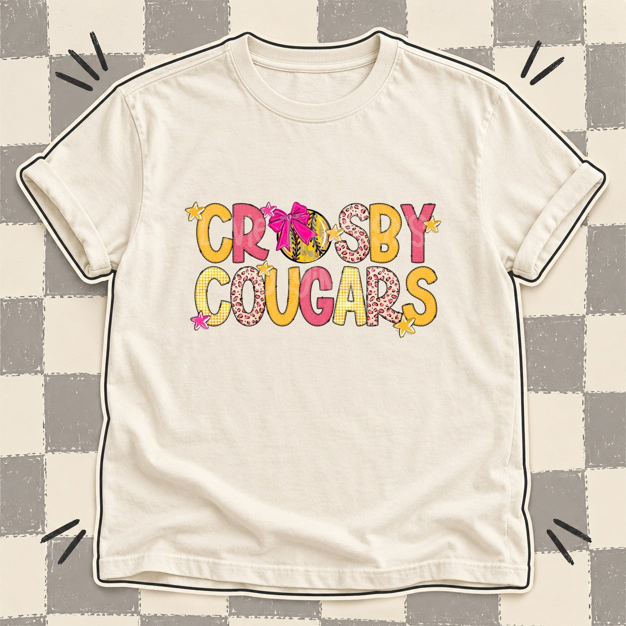 Mixed Doodle Softball Mascots – Stitched Softball Crosby Cougars design
