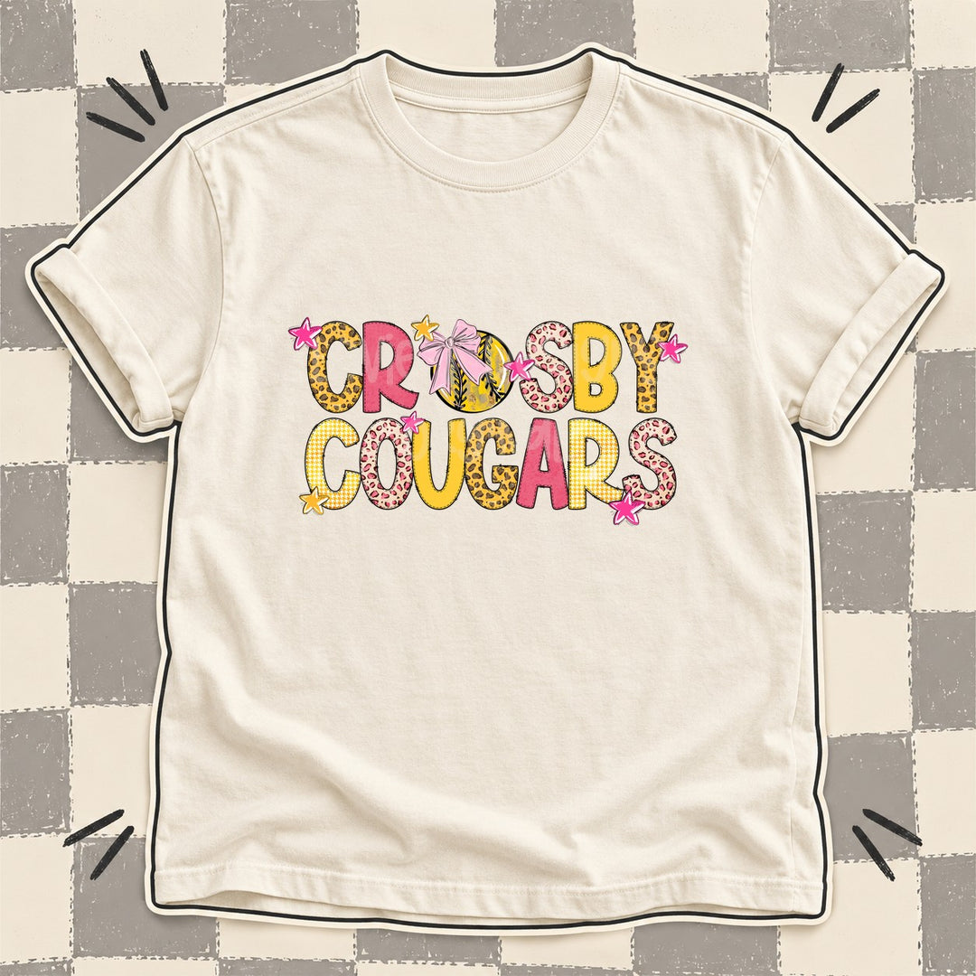 Crosby Cougars Mixed Doodle Softball Mascots – Sunshine Leopard DTF transfer mockup